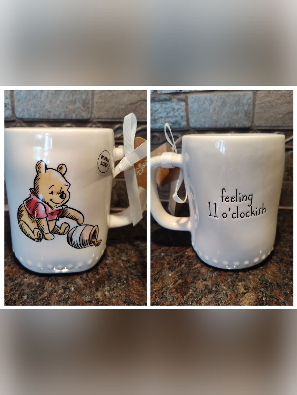 Rae Dunn Disney Winnie the Pooh 'Feeling 11 O'Clockish' White Ceramic Mug
